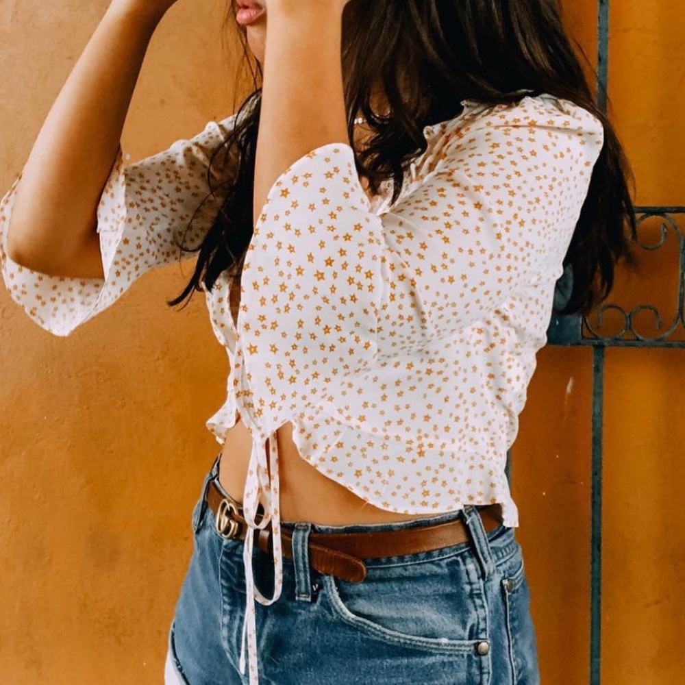 For Love And Lemons White and Gold Star Top